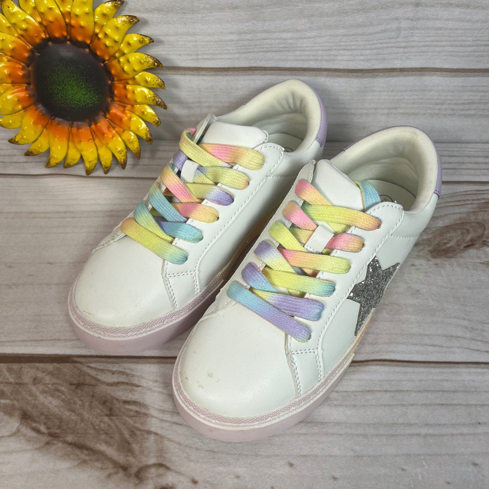 Art Class Kids White Rainbow Glitter Star Ombre Sneakers Girls Shoes 3